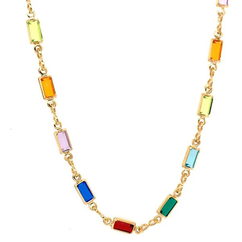 Rainbow Gemstone 18KT Gold Necklace/Bracelet/Anklet
