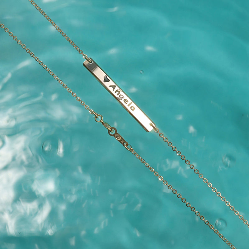 14K gold Plated wrods band engraved customized letter necklace