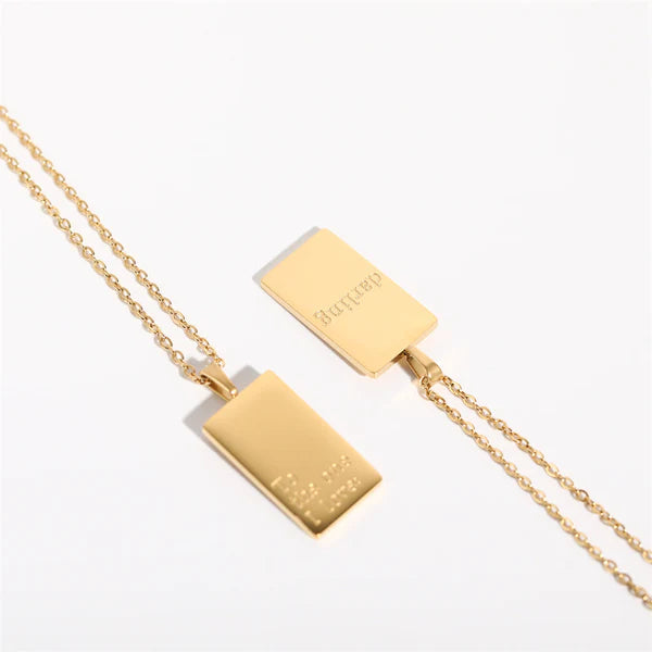 Collier Pendentif Lettre Minimalisme Carré