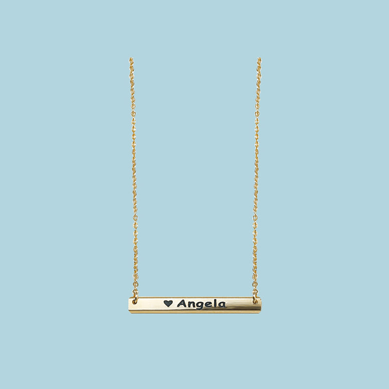 14K gold Plated wrods band engraved customized letter necklace