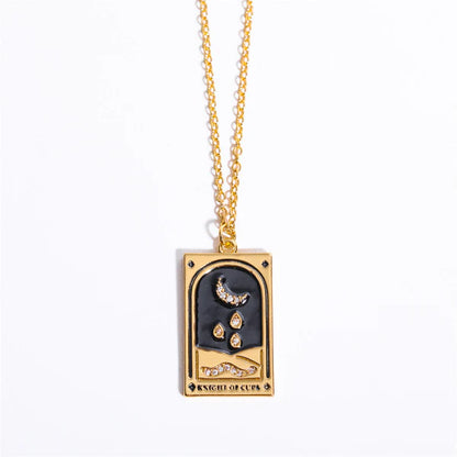 Diamond-studded Tarot Square Necklace