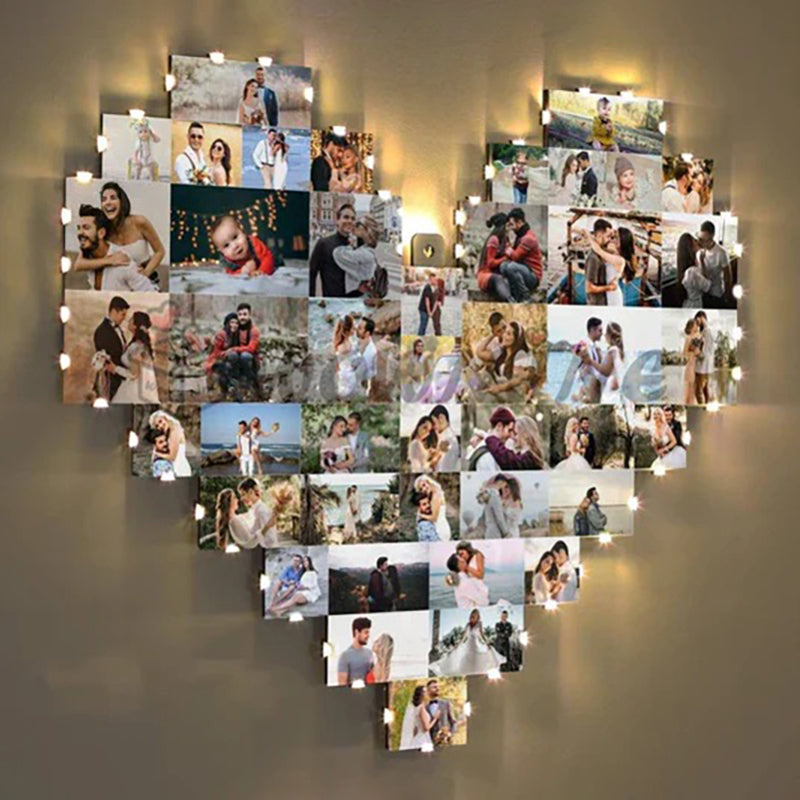 Custom Heart Shape Photo Collage Lamp