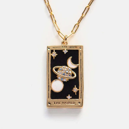 Diamond-studded Tarot Square Necklace