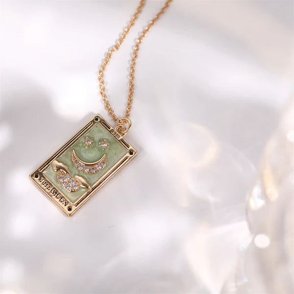 Diamond-studded Tarot Square Necklace