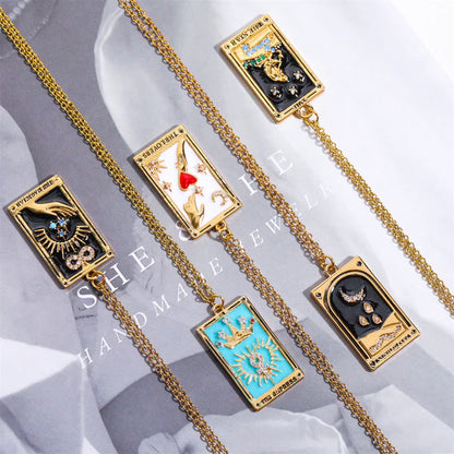 Diamond-studded Tarot Square Necklace