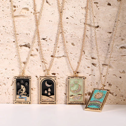 Diamond-studded Tarot Square Necklace