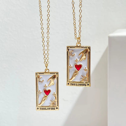 Diamond-studded Tarot Square Necklace