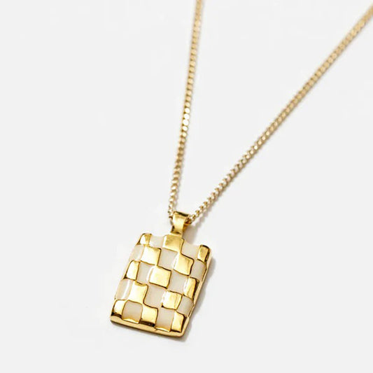 Gold Checkerboard Necklace