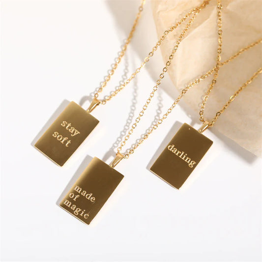 Minimalism Letter Square Pendant Necklace