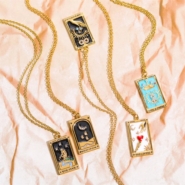 Diamond-studded Tarot Square Necklace