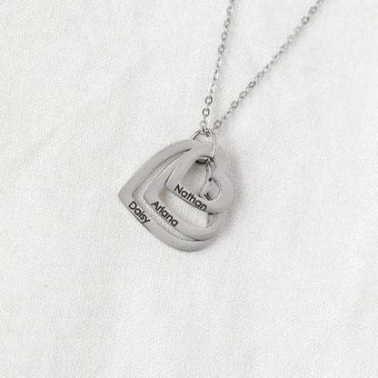 Stacked Hearts Name Necklace in 18K Gold Plating