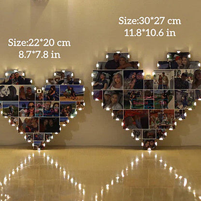 Custom Heart Shape Photo Collage Lamp