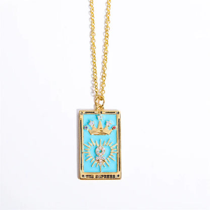 Diamond-studded Tarot Square Necklace