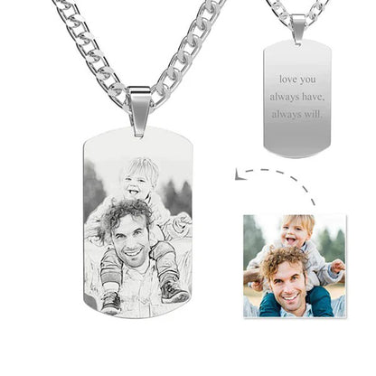 Custom Engraved Necklace - "Badge Of Love"