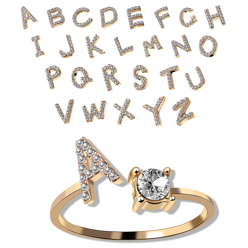 Initial Adjustable Letter Ring