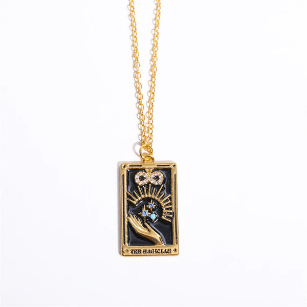 Diamond-studded Tarot Square Necklace