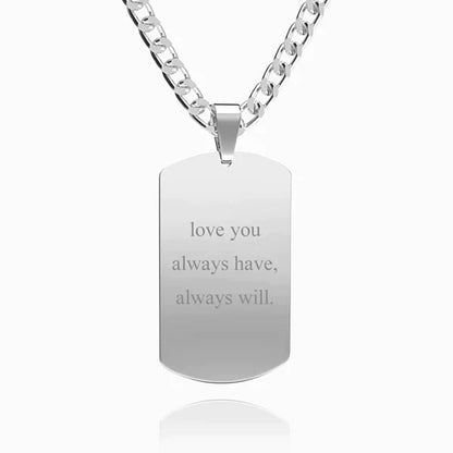 Custom Engraved Necklace - "Badge Of Love"