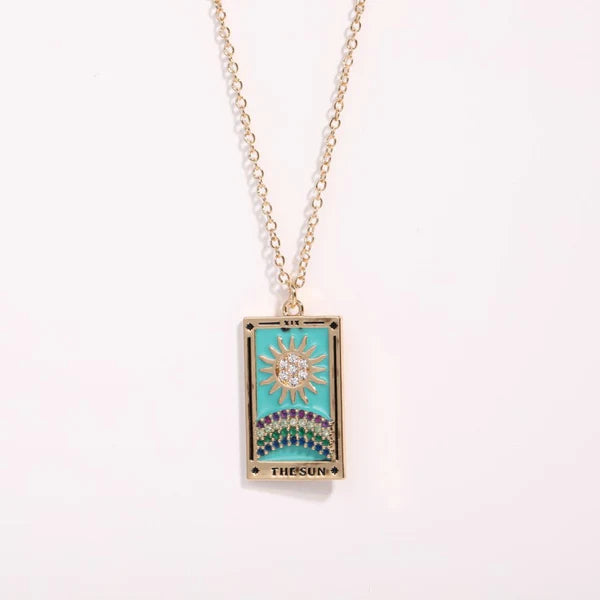 Diamond-studded Tarot Square Necklace