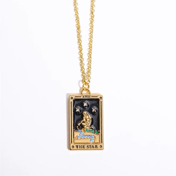 Diamond-studded Tarot Square Necklace