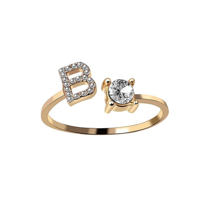 Initial Adjustable Letter Ring