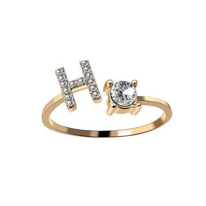 Initial Adjustable Letter Ring