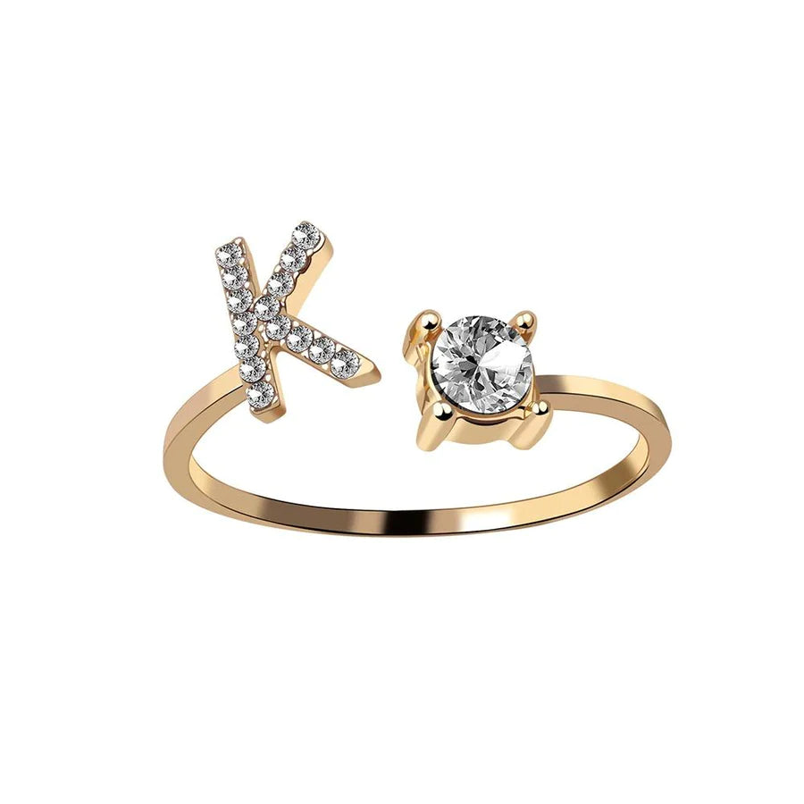 Initial Adjustable Letter Ring