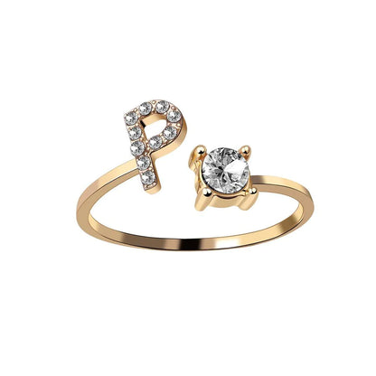 Initial Adjustable Letter Ring